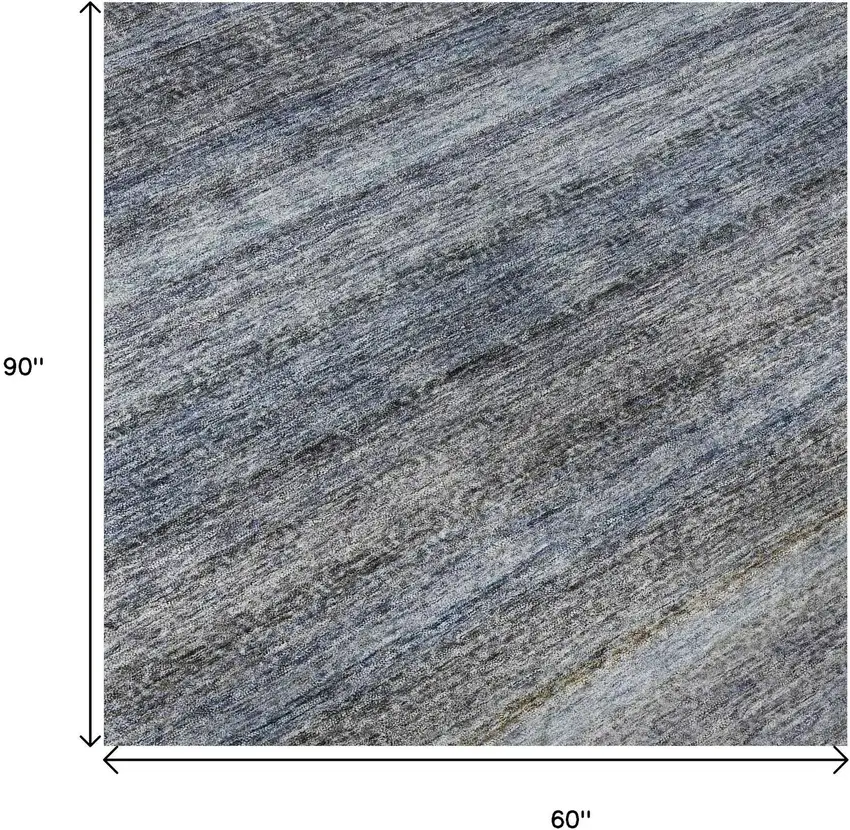 Blue And Gray Striped Washable Area Rug With UV Protection Photo 9