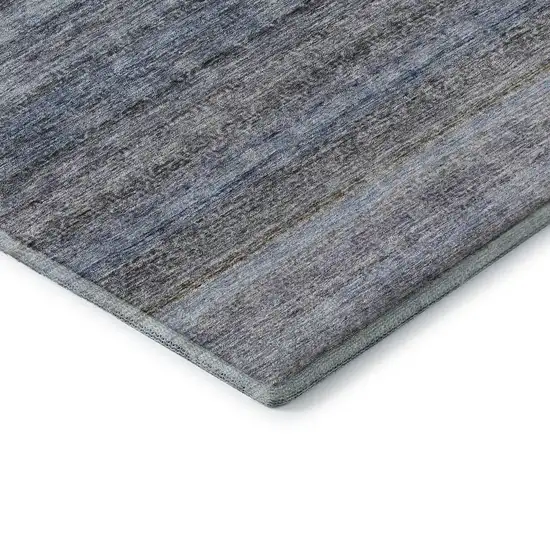 Blue And Gray Striped Washable Area Rug With UV Protection Photo 8