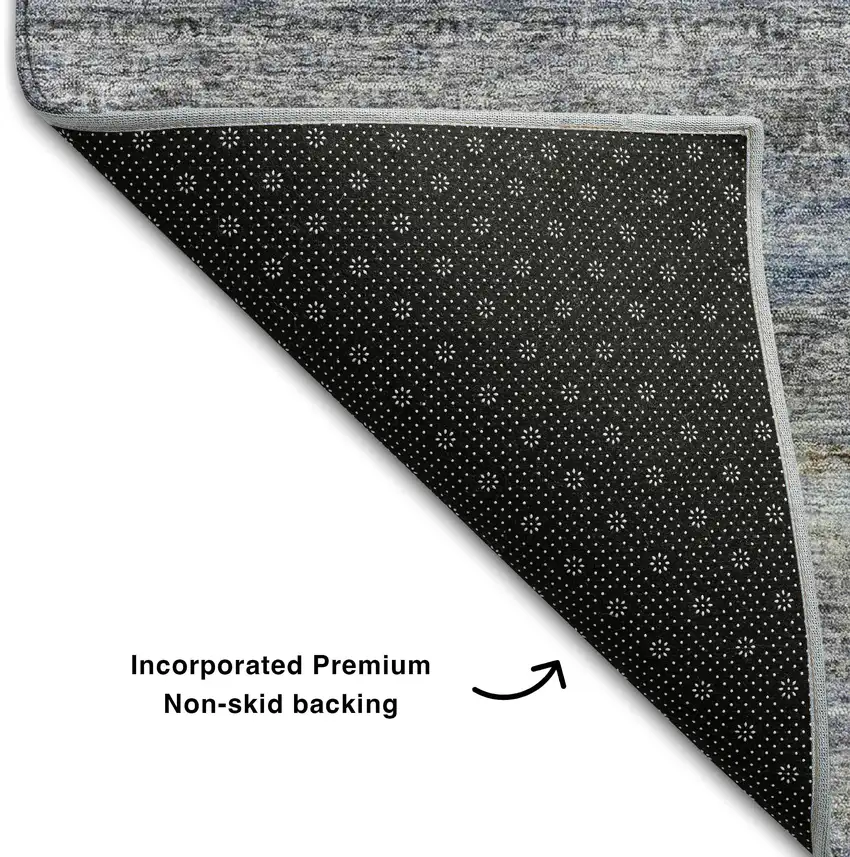 Blue And Gray Striped Washable Area Rug With UV Protection Photo 7