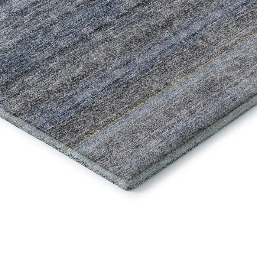 Blue And Gray Striped Washable Area Rug With UV Protection Photo 8