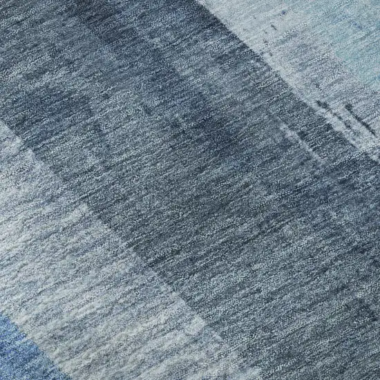 Blue And Gray Striped Washable Area Rug With UV Protection Photo 7