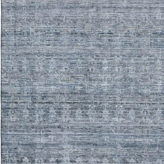 Blue And Gray Striped Washable Area Rug With UV Protection Photo 3