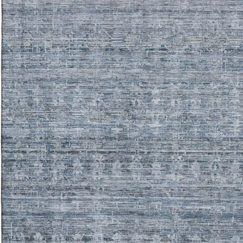 Blue And Gray Striped Washable Area Rug With UV Protection Photo 3