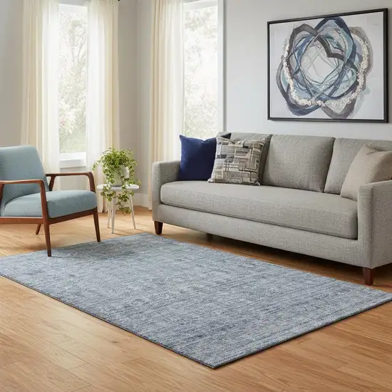 Blue And Gray Striped Washable Area Rug With UV Protection Photo 2