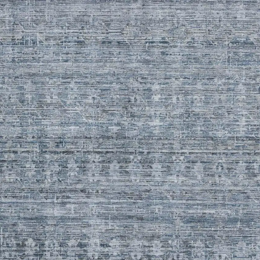 Blue And Gray Striped Washable Area Rug With UV Protection Photo 2
