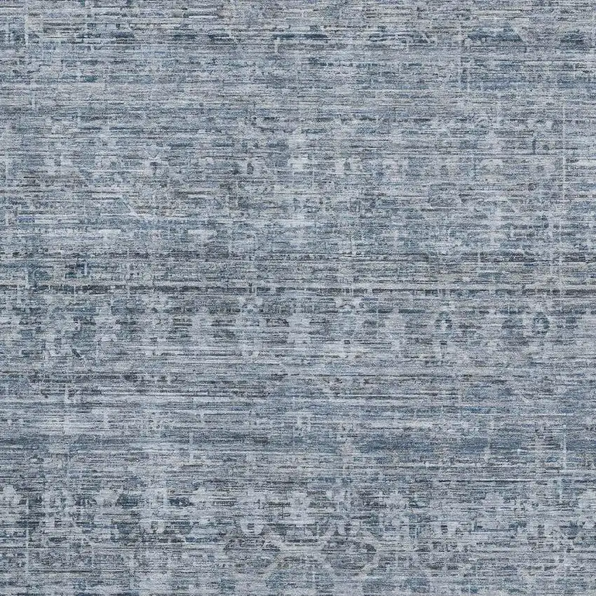 Blue And Gray Striped Washable Area Rug With UV Protection Photo 2