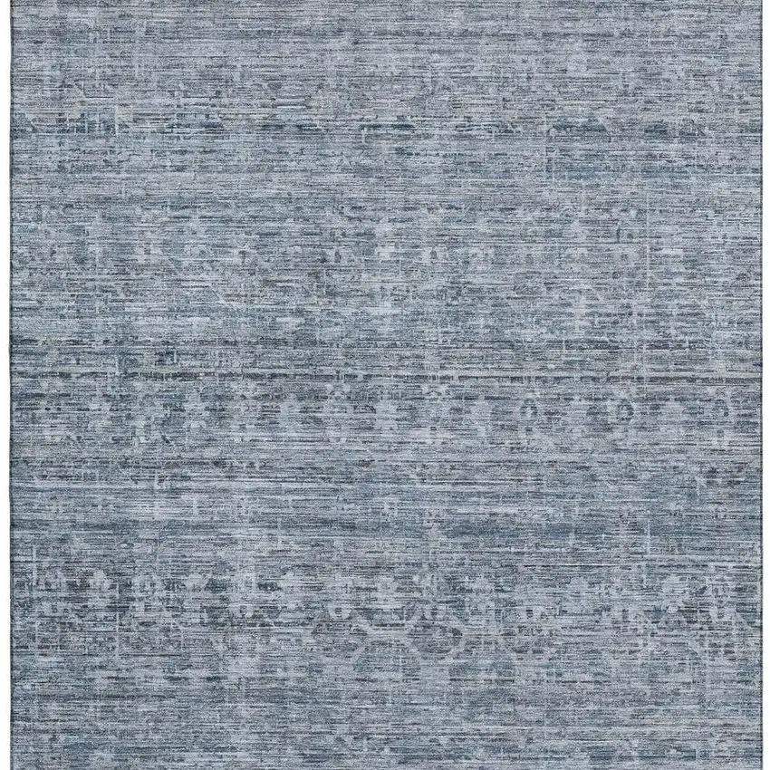 Blue And Gray Striped Washable Area Rug With UV Protection Photo 3