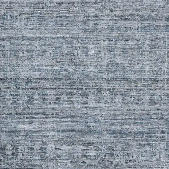 Blue And Gray Striped Washable Area Rug With UV Protection Photo 2