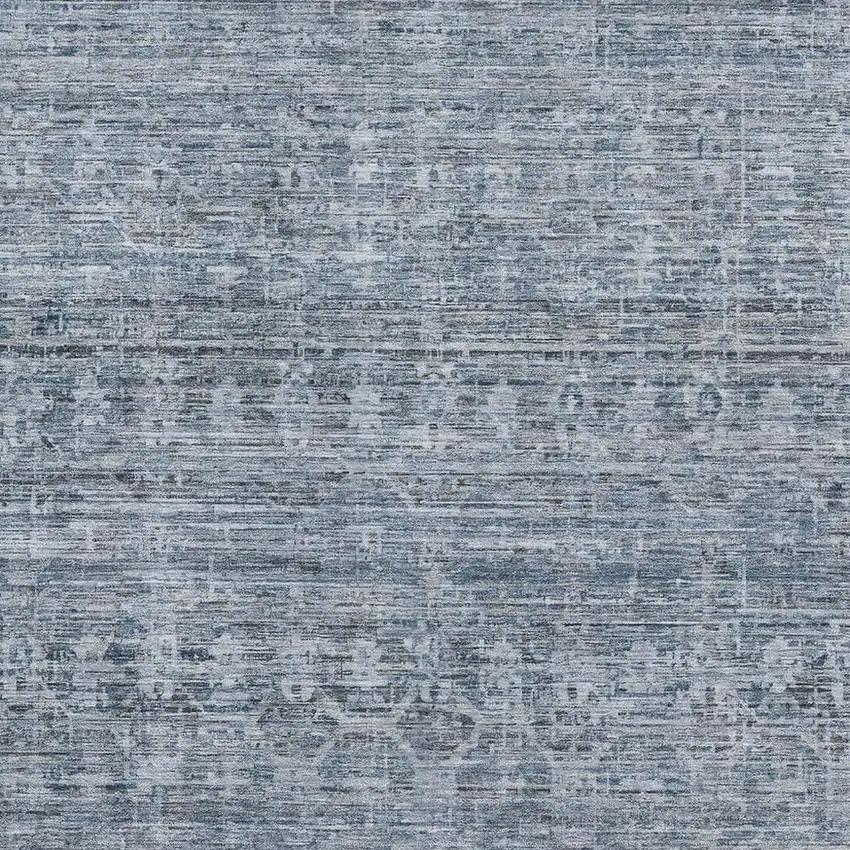 Blue And Gray Striped Washable Area Rug With UV Protection Photo 2