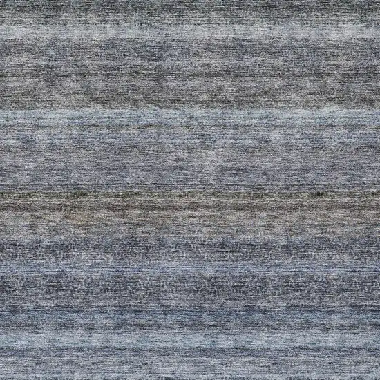 Blue And Gray Striped Washable Indoor Outdoor Area Rug Photo 6