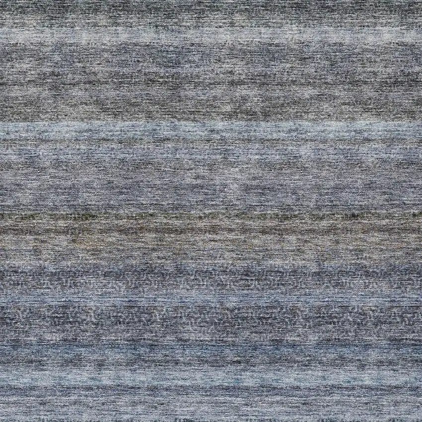 Blue And Gray Striped Washable Indoor Outdoor Area Rug Photo 6
