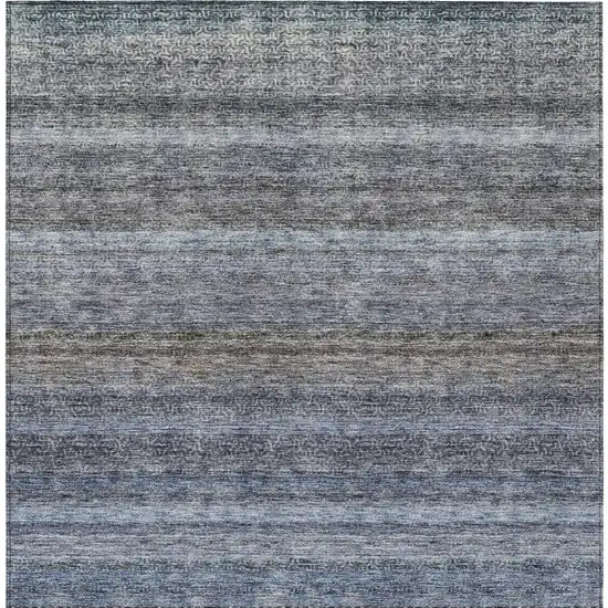 Blue And Gray Striped Washable Indoor Outdoor Area Rug Photo 7