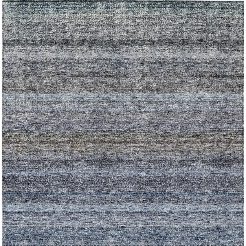 Blue And Gray Striped Washable Indoor Outdoor Area Rug Photo 7
