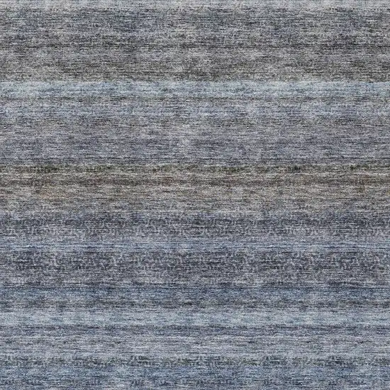 Blue And Gray Striped Washable Indoor Outdoor Area Rug Photo 6