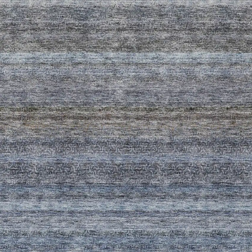 Blue And Gray Striped Washable Indoor Outdoor Area Rug Photo 6