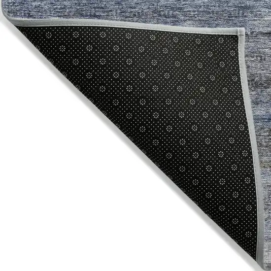 Blue And Gray Striped Washable Indoor Outdoor Area Rug Photo 4