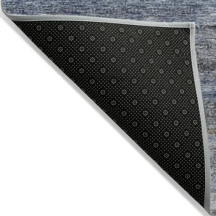 Blue And Gray Striped Washable Indoor Outdoor Area Rug Photo 4