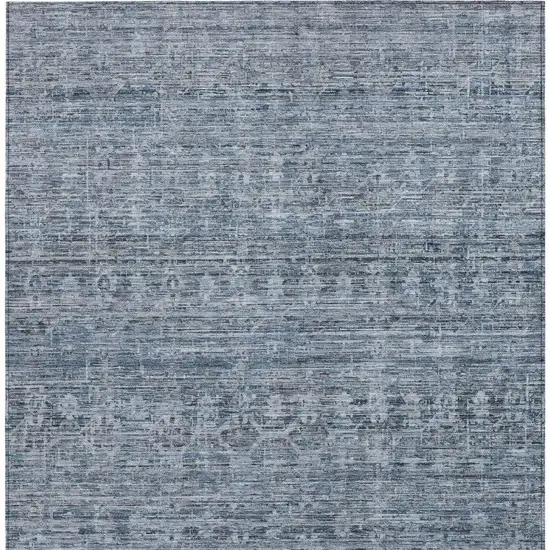 Blue And Gray Striped Washable Indoor Outdoor Area Rug Photo 3