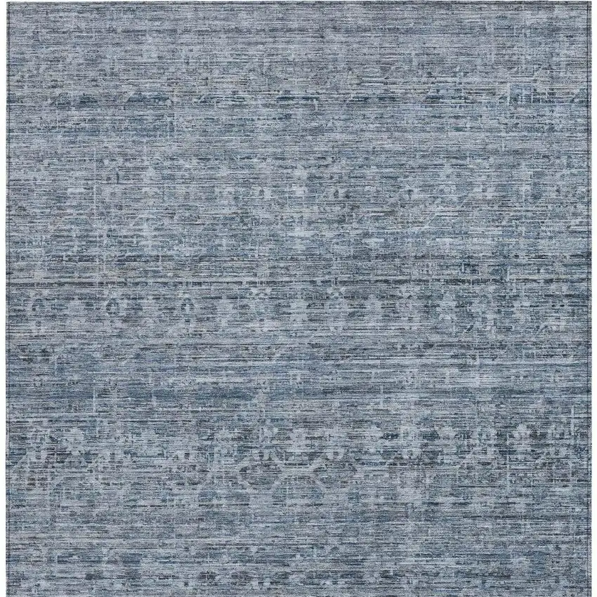 Blue And Gray Striped Washable Indoor Outdoor Area Rug Photo 3