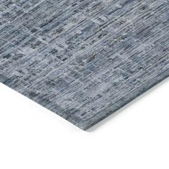 Blue And Gray Striped Washable Indoor Outdoor Area Rug Photo 9