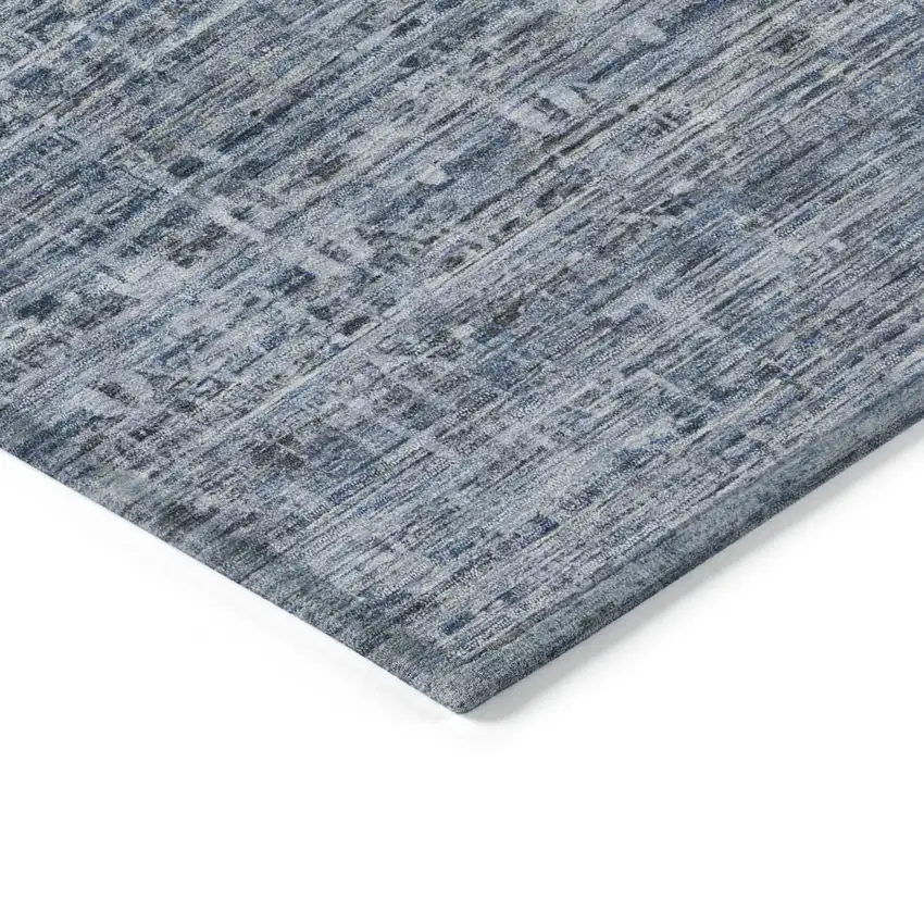 Blue And Gray Striped Washable Indoor Outdoor Area Rug Photo 9