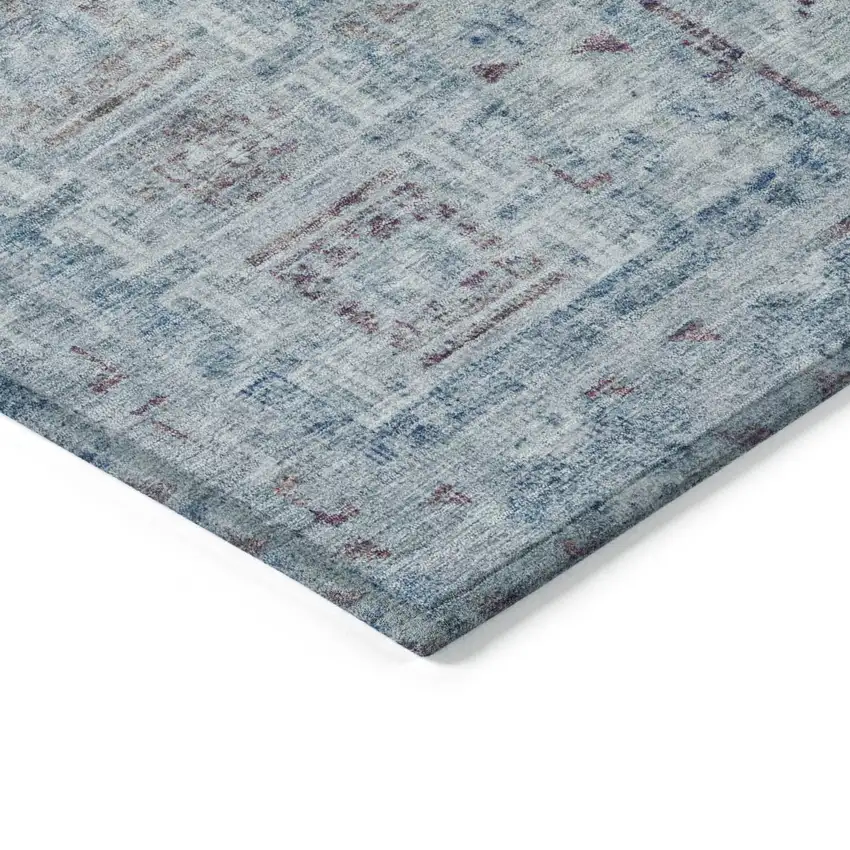Blue And Gray Striped Washable Indoor Outdoor Area Rug Photo 3
