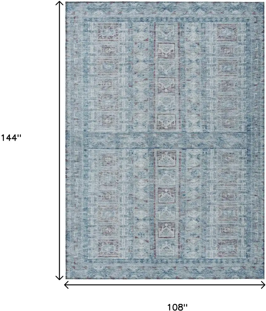 Blue And Gray Striped Washable Indoor Outdoor Area Rug Photo 9