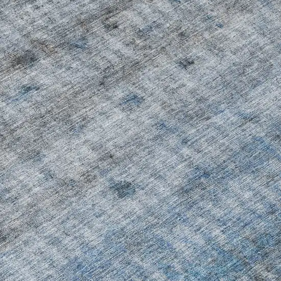 Blue And Gray Striped Washable Indoor Outdoor Area Rug Photo 7