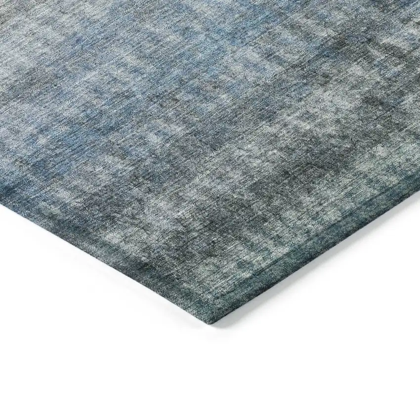 Blue And Gray Striped Washable Indoor Outdoor Area Rug Photo 5
