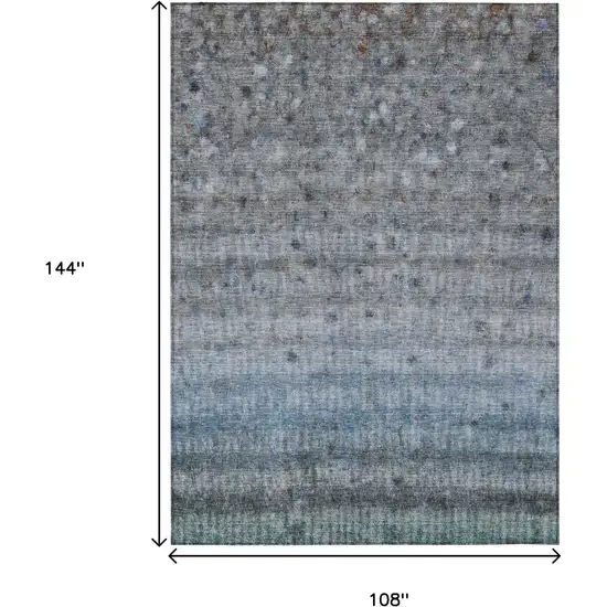 Blue And Gray Striped Washable Indoor Outdoor Area Rug Photo 3