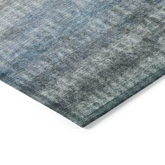 Blue And Gray Striped Washable Indoor Outdoor Area Rug Photo 6