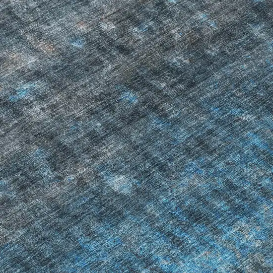 Blue And Gray Striped Washable Indoor Outdoor Area Rug Photo 7