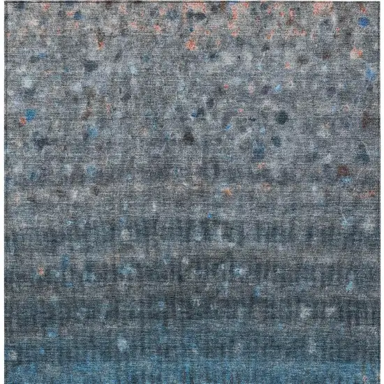 Blue And Gray Striped Washable Indoor Outdoor Area Rug Photo 7