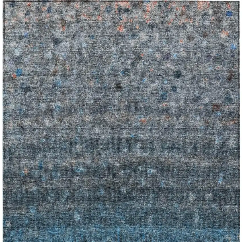 Blue And Gray Striped Washable Indoor Outdoor Area Rug Photo 7