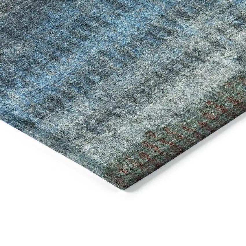 Blue And Gray Striped Washable Indoor Outdoor Area Rug Photo 6