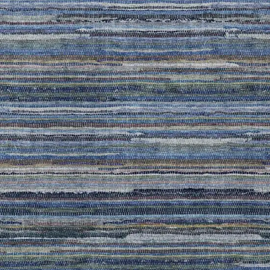 Blue And Gray Striped Washable Indoor Outdoor Area Rug Photo 3