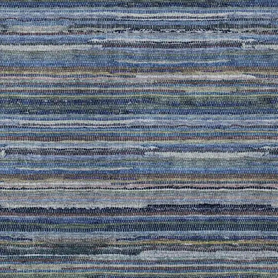 Blue And Gray Striped Washable Indoor Outdoor Area Rug Photo 3