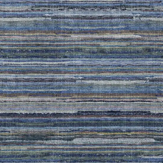 Blue And Gray Striped Washable Indoor Outdoor Area Rug Photo 3