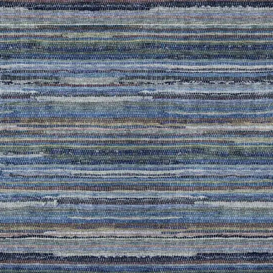 Blue And Gray Striped Washable Indoor Outdoor Area Rug Photo 3