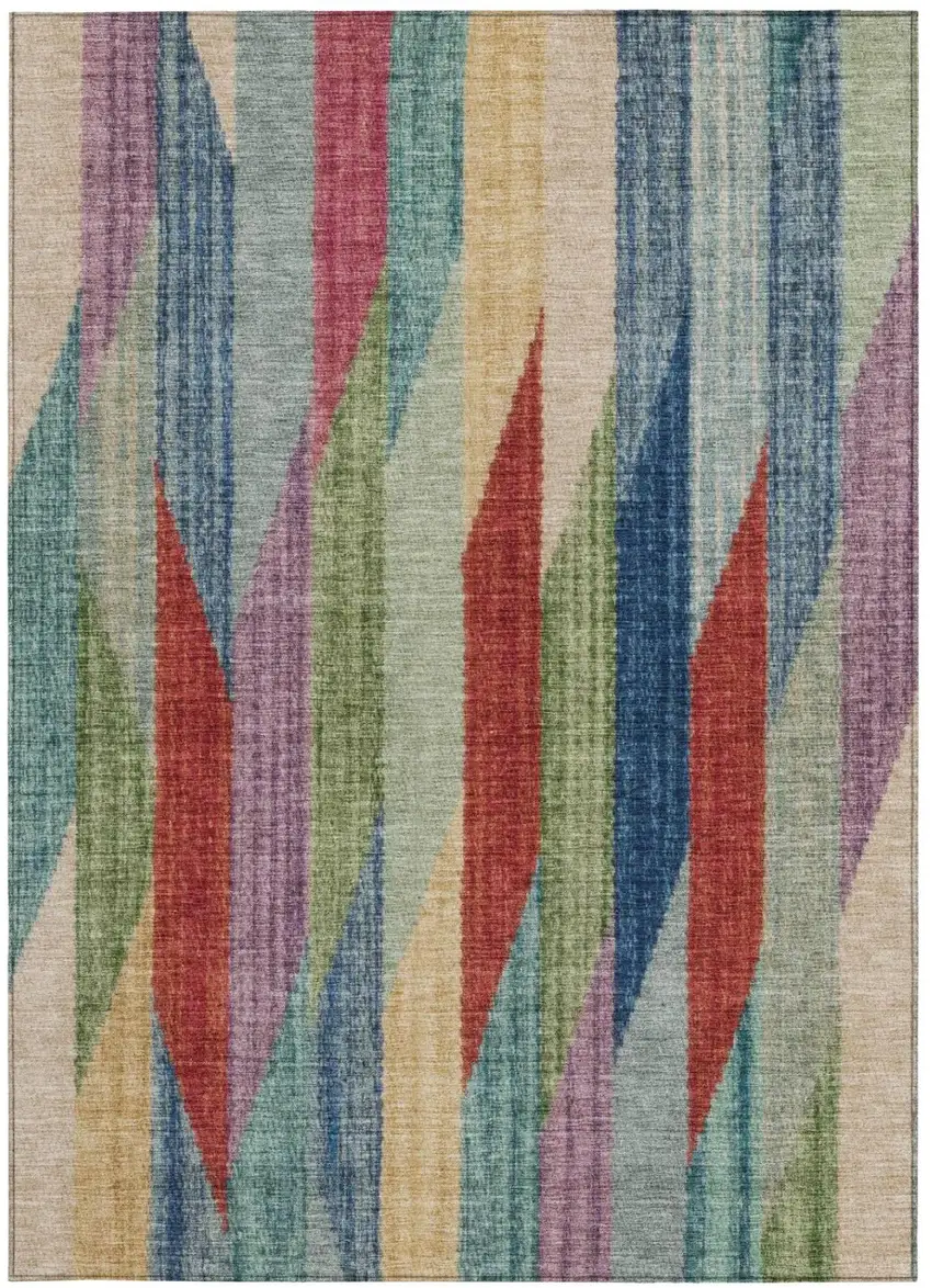 Blue And Gray Striped Washable Indoor Outdoor Area Rug Photo 4