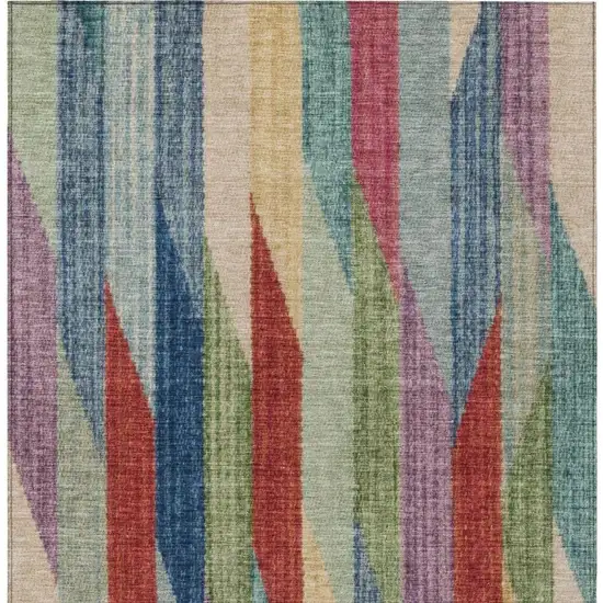Blue And Gray Striped Washable Indoor Outdoor Area Rug Photo 4