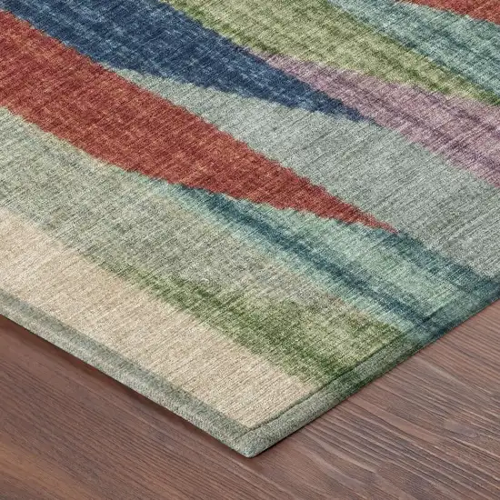 Blue And Gray Striped Washable Indoor Outdoor Area Rug Photo 5
