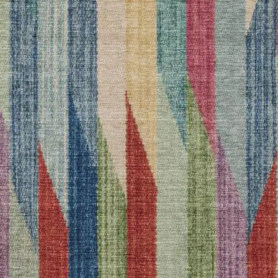 Blue And Gray Striped Washable Indoor Outdoor Area Rug Photo 3