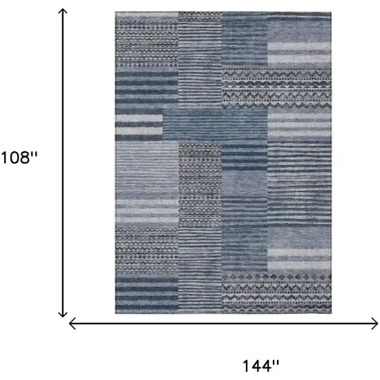 Blue And Gray Striped Washable Indoor Outdoor Area Rug Photo 7