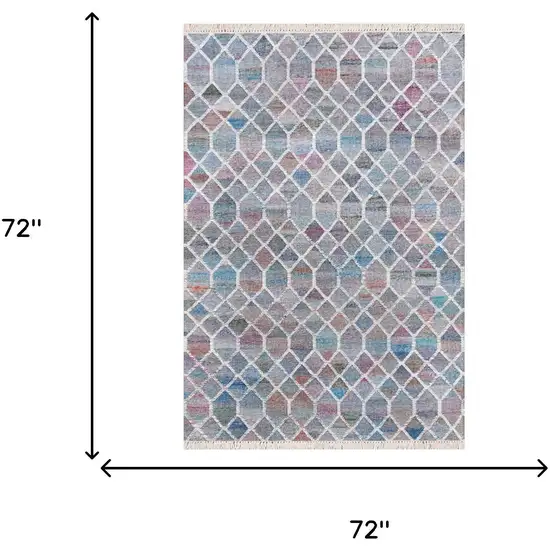 Blue And Gray Trellis Hand Woven Area Rug Photo 7
