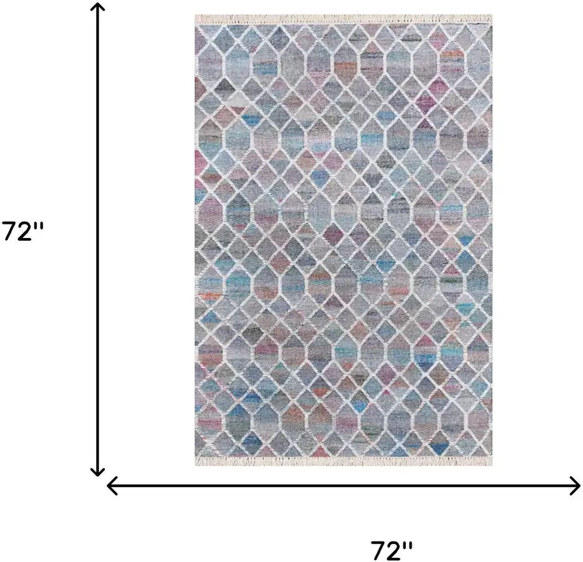 Blue And Gray Trellis Hand Woven Area Rug Photo 7