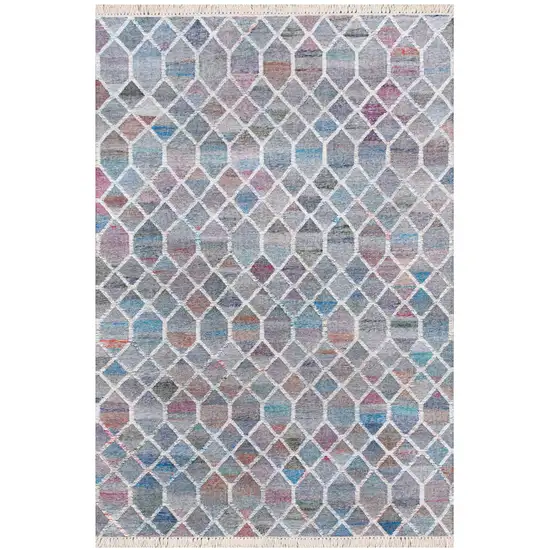 Blue And Gray Trellis Hand Woven Area Rug Photo 2
