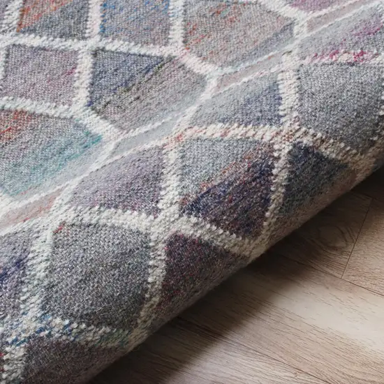 Blue And Gray Trellis Hand Woven Area Rug Photo 4