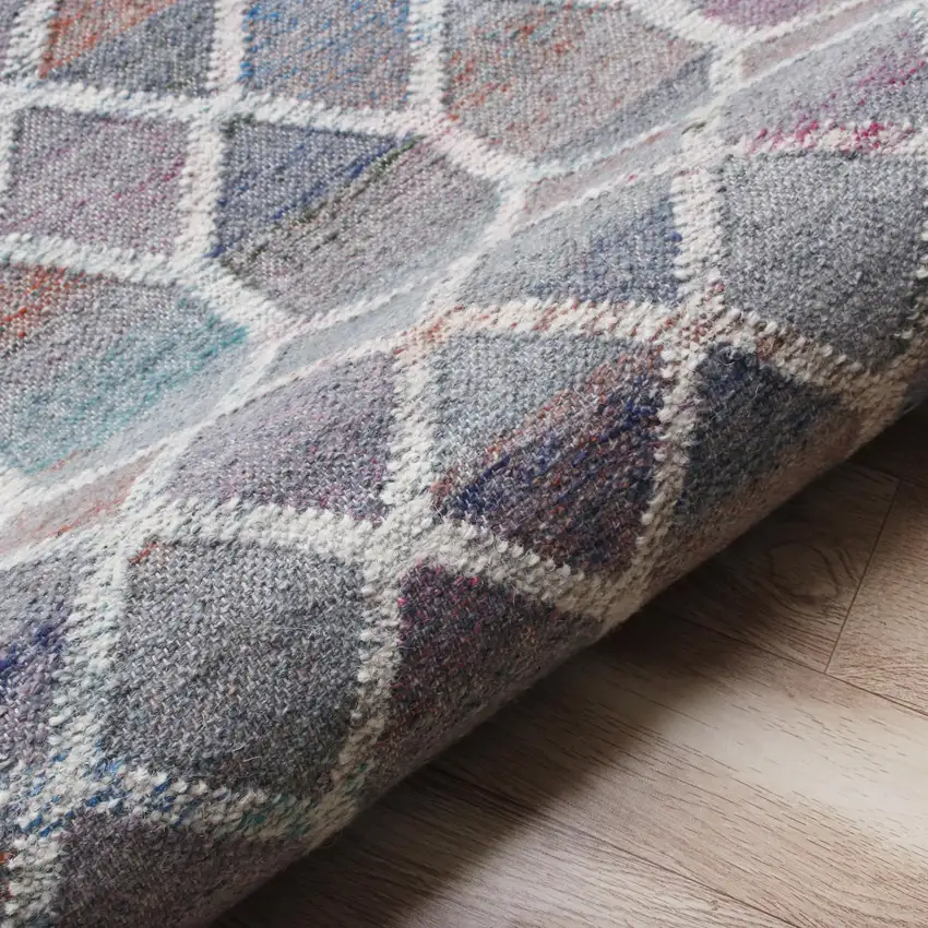 Blue And Gray Trellis Hand Woven Area Rug Photo 4
