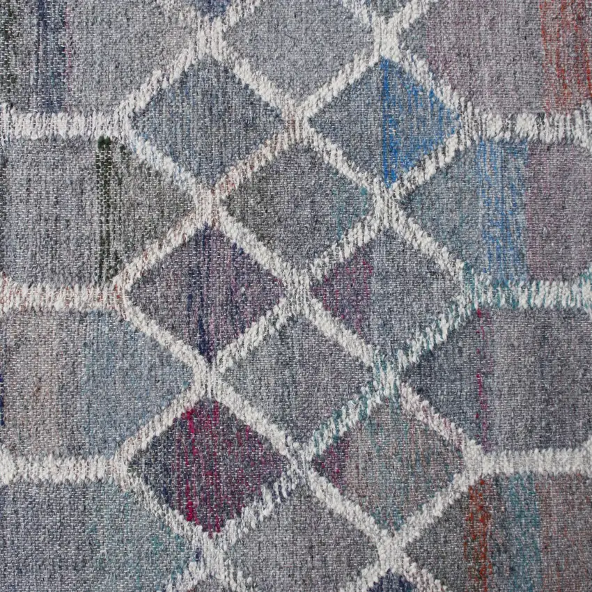 Blue And Gray Trellis Hand Woven Area Rug Photo 6